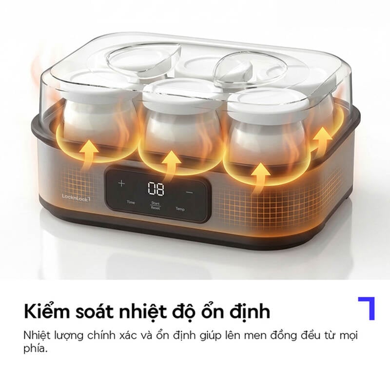 LocknLock Digital Yogurt Maker 220-240V, 50/60Hz, 20W, 1.08L - Gray - EJY213GRY, , large image number null